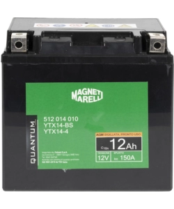 MAGNETI MARELLI BATTERIA MOTO E SCOOTER 12AH 12V 150A TECNOLOGIA AGM SIGILLATA POLO POSITIVO SINISTRO